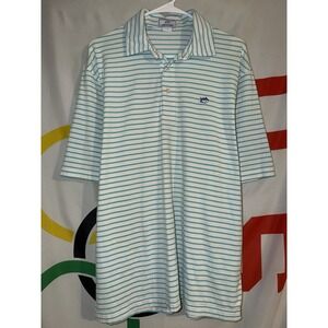 Southern Tide Polo Shirt Large Blue Striped Club Fit Pima Cotton Golf